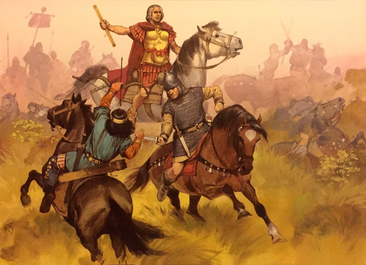 Oldhammer Blandford Warriors ex-Citadel Flavius Aetius, by Angus McBride