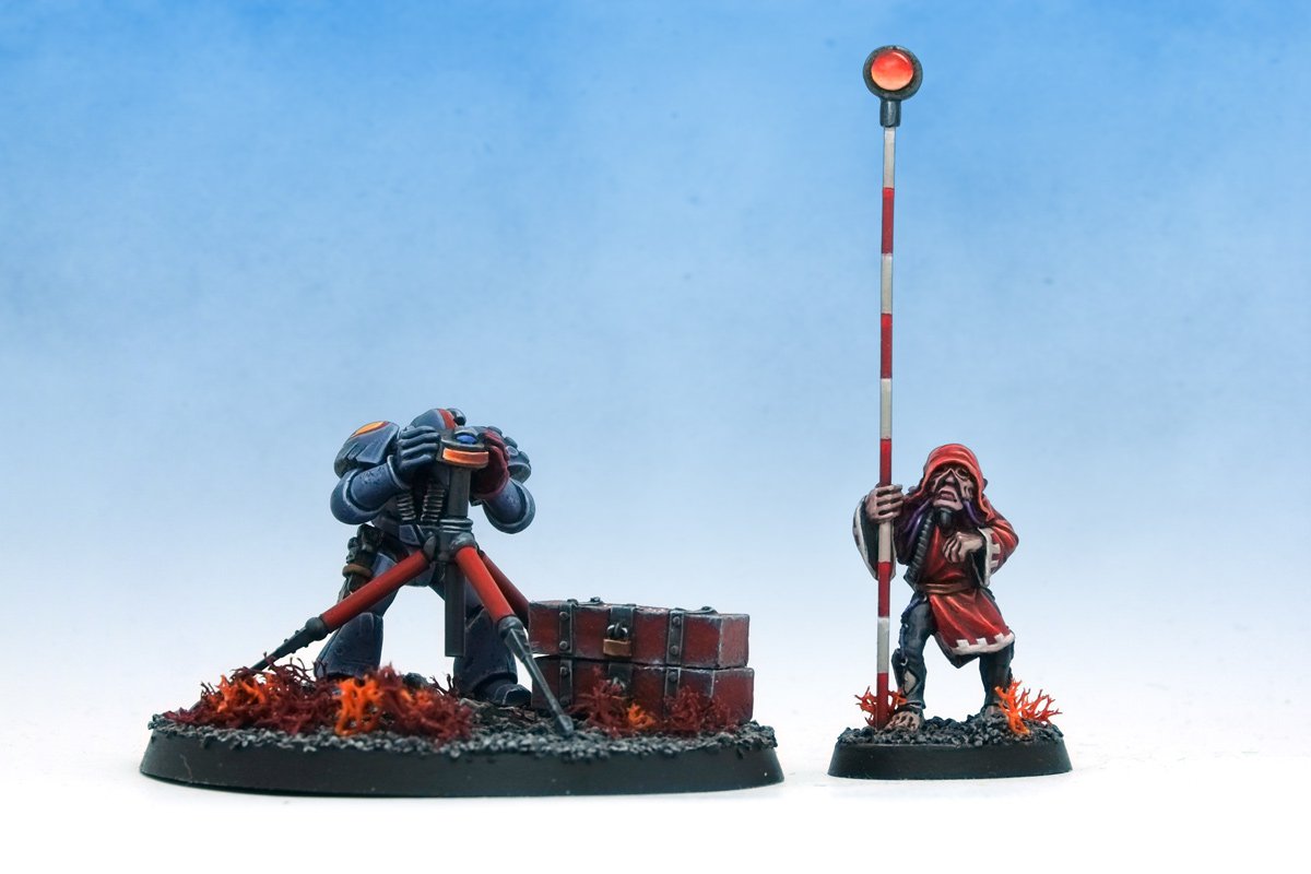 Rogue Trader Adeptus Mechanicus and Space Marine survey team