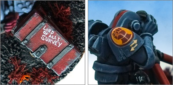 Rogue Trader Adeptus Mechanicus and Crimson Fists Space Marine survey team Brother Groma details