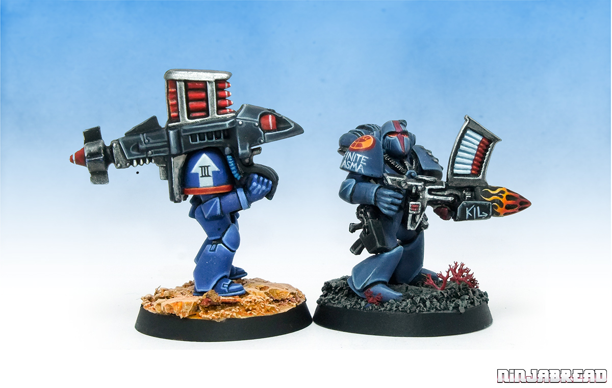 Space Marines Ultramarines Squad Rhenus 1990s Missile Launcher Comparison