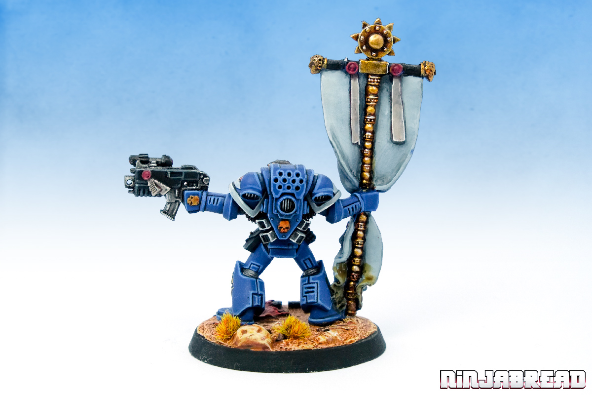 Limited Edition Warhammer 40K Space Marine Ultramarines Standard Bearer Back